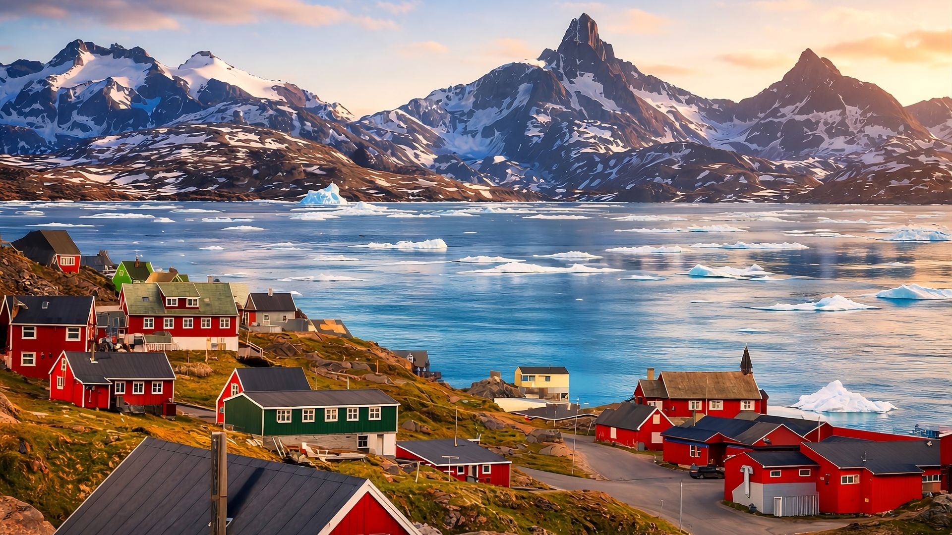 Arctic fjord scenery near Nuuk with mountains and calm water, as seen on the Nuuk Fjord Boat Tour